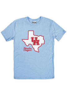 Houston Cougars Light Blue State Outline Short Sleeve Fashion T Shirt