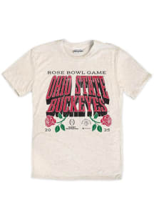 Oatmeal Ohio State Buckeyes 2024 Rose Bowl Drop Shadow Short Sleeve Fashion T Shirt