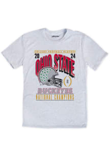 Ash Ohio State Buckeyes 2024 Football National Champions Big Helmet Short Sleeve Fashion T Shirt