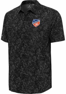 Antigua FC Cincinnati Mens Black Lush Woven Short Sleeve Dress Shirt