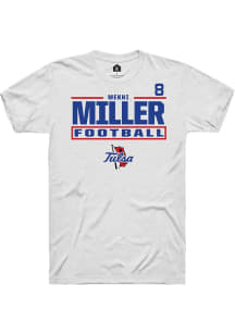 Mekhi Miller Rally Mens White Tulsa Golden Hurricane NIL Stacked Box Player T Shirt