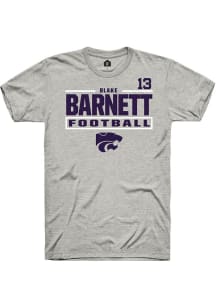 Blake Barnett Rally Mens Ash K-State Wildcats NIL Stacked Box Player T Shirt