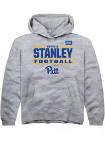 Kendall Stanley Rally Youth Grey Pitt Panthers NIL Stacked Box Long Sleeve Player Hoodie