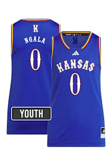 Nginyu Ngala  Adidas Kansas Jayhawks Youth NIL Name And Number Blue Basketball Jersey