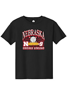 Virginia Adriano  Rally Nebraska Cornhuskers Youth Black NIL Name Number Net Short Sleeve T-Shirt