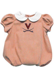 Vive La Fete Virginia Cavaliers Baby Orange Gingham Collar Short Sleeve One Piece
