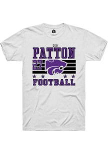 Cub Patton Rally Mens White K-State Wildcats NIL Striped Player T Shirt