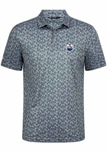 Levelwear Edmonton Oilers Mens Grey Frost 3D Embroidered Patch Short Sleeve Polo