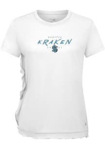 Levelwear Seattle Kraken Womens White Airflow Scratched Short Sleeve T-Shirt