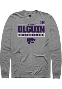 Mason Olguin Rally Mens Graphite K-State Wildcats NIL Stacked Box Tee