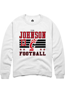 Zion Johnson Cincinnati Bearcats Mens White Football NIL Striped Player Crew
