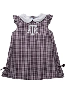 Vive La Fete Texas A&amp;M Aggies Baby Girls Maroon Gingham Short Sleeve Dress
