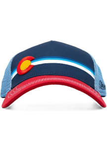 Colorado 3T 5 Panel C Stripe Trucker Adjustable Hat - Navy Blue