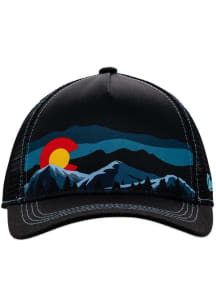 Colorado Blue Night Mountain Landscape Trucker Adjustable Hat - Black