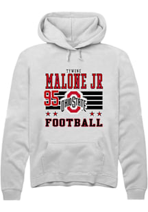 Tywone Malone jr Ohio State Buckeyes Mens White Football NIL Striped Player Hood