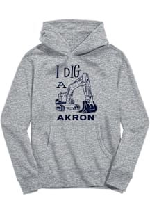 Vive La Fete Akron Zips Toddler Grey Excavator Long Sleeve Hooded Sweatshirt