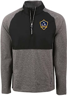 Cutter and Buck LA Galaxy Mens Black Adapt Eco Hybrid Long Sleeve Qtr Zip Pullover