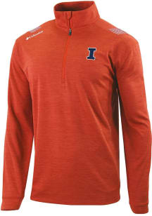 Mens Illinois Fighting Illini Orange Columbia Heat Seal Oakland Downs Qtr Zip Pullover