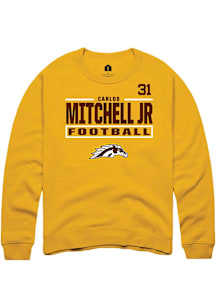 Carlos Mitchell Jr Western Michigan Broncos Mens Gold Football NIL Stacked Box Player Crew