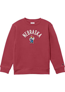 Nebraska Cornhuskers Youth Cardinal Vintage Arch Mascot Long Sleeve Crew Sweatshirt