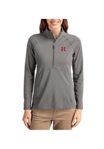 Womens Rutgers Scarlet Knights Graphite Cutter and Buck Adapt Eco Qtr Zip Pullover