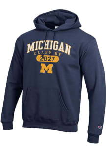 Mens Michigan Wolverines Navy Blue Champion Class of 2027 Powerblend Hooded Sweatshirt
