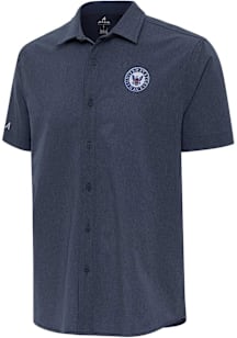 Antigua Navy Mens Navy Blue Activate Short Sleeve Dress Shirt