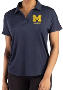 Cutter and Buck Michigan Wolverines Womens Navy Blue Alumni Coastline Short Sleeve Polo Shirt