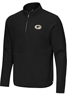 Antigua Green Bay Packers Mens Black Step Up Long Sleeve Qtr Zip Pullover