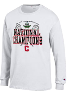 Champion Cornell Big Red White 2025 Mens Lacrosse National Champions Jersey Long Sleeve T Shirt