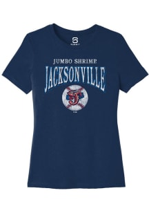 Summit Sportswear Jacksonville Jumbo Shrimp Womens Navy Blue Homerun Short Sleeve T-Shirt