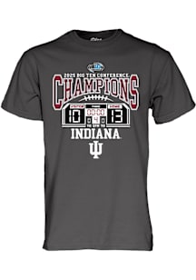 Blue 84 Indiana Hoosiers Charcoal 2025 Big Ten Football Champions Score Short Sleeve T Shirt