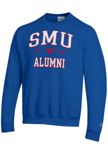 Champion SMU Mustangs Mens Blue Est Alumni Powerblend Long Sleeve Crew Sweatshirt