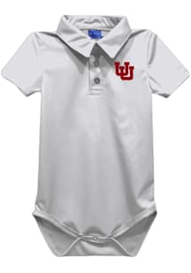 Vive La Fete Utah Utes Baby White Team Short Sleeve One Piece Polo