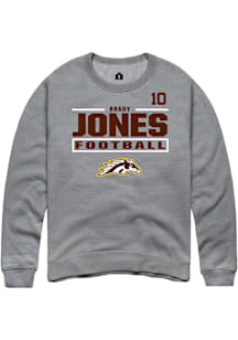 Brady Jones Western Michigan Broncos Mens Grey Football NIL Stacked Box Player Crew