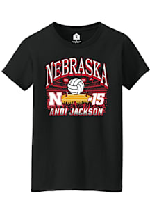 Andi Jackson  Rally Nebraska Cornhuskers Womens Black NIL Name Number Net Short Sleeve T-Shirt