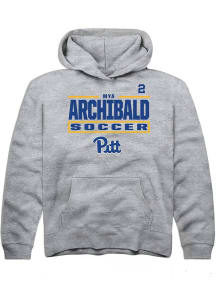 Mya Archibald Rally Youth Grey Pitt Panthers NIL Stacked Box Long Sleeve Player Hoodie