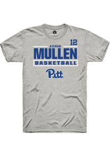 Kieran Mullen Rally Mens Ash Pitt Panthers NIL Stacked Box Player T Shirt