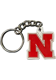 Nebraska Cornhuskers Pewter Die Cut Mascot Keychain - Silver