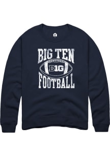 Mens Big Ten Navy Blue Rally Football Arch Design Crew Sweatshirt