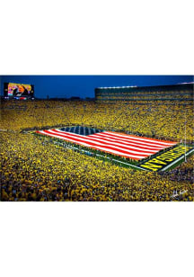 Yellow Michigan Wolverines Flag on Field 11x17 Unframed Poster