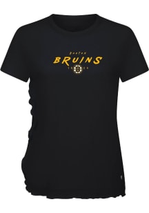 Levelwear Boston Bruins Womens Black Airflow Scratched Short Sleeve T-Shirt