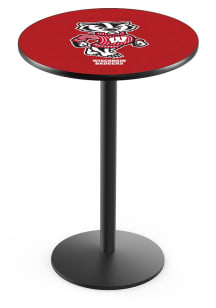Black Wisconsin Badgers Mascot Black Round Base Pub Table