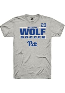 Krystina Wolf Rally Mens Ash Pitt Panthers NIL Stacked Box Player T Shirt