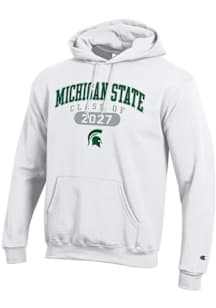 Champion Michigan State Spartans Mens White Class of 2027 Powerblend Long Sleeve Hoodie