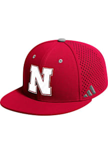 Adidas Nebraska Cornhuskers Mens Red Official Baseball Performance Cap Fitted Hat