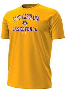 Under Armour East Carolina Pirates Gold Basketball Performance Short Sleeve T Shirt