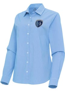 Antigua Sporting Kansas City Womens Porter Long Sleeve Light Blue Dress Shirt