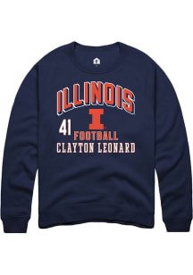 Clayton Leonard Rally Mens Navy Blue Illinois Fighting Illini NIL Arch Logo Player Crew