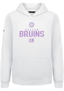 Levelwear Boston Bruins Youth White Podium Jr Carve Long Sleeve Hoodie